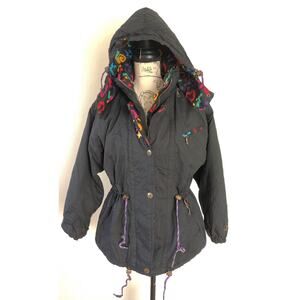 Vintage‎ Jupa Sports Olympic Canada Ski Winter Jacket Sz 14 90's Black Snowboard